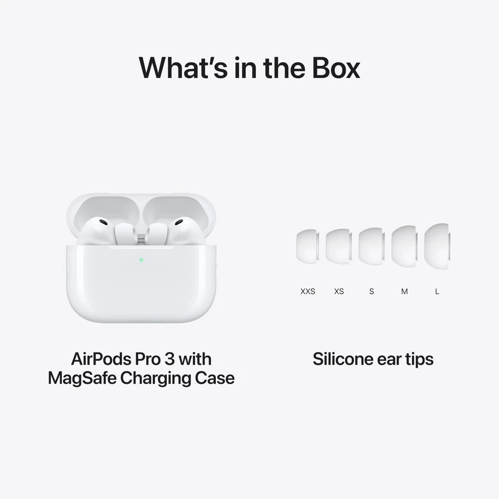Apple Apple AirPods Pro 3 Wireless Earbuds, Active Noise Cancellation, Live Translation, Heart Rate Sensing,Hearing Aid Feature,Bluetooth Headphones,Spatial Audio, High-Fidelity Sound, USB-C Charging, White 6