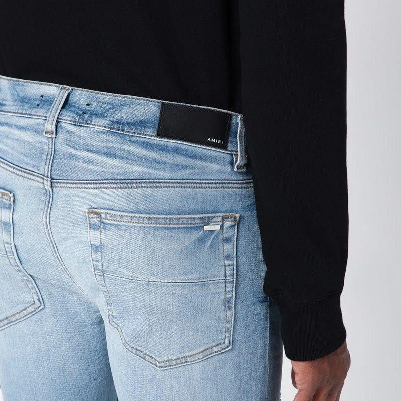 AMIRI LIGHT BLUE WASHED SKINNY JEANS WITH WEAR 5