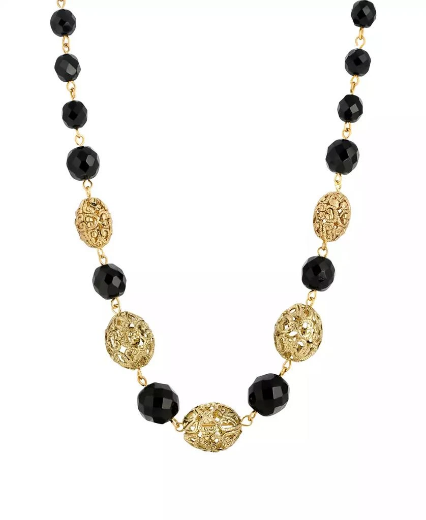 2028 Filigree Bead and Black Beaded Necklace 1