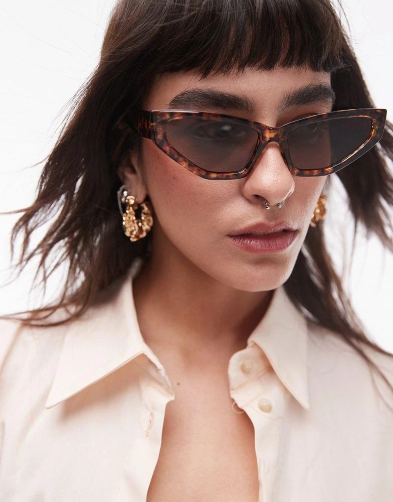Topshop Topshop Poppy angular cat eye sunglasses in tort 1