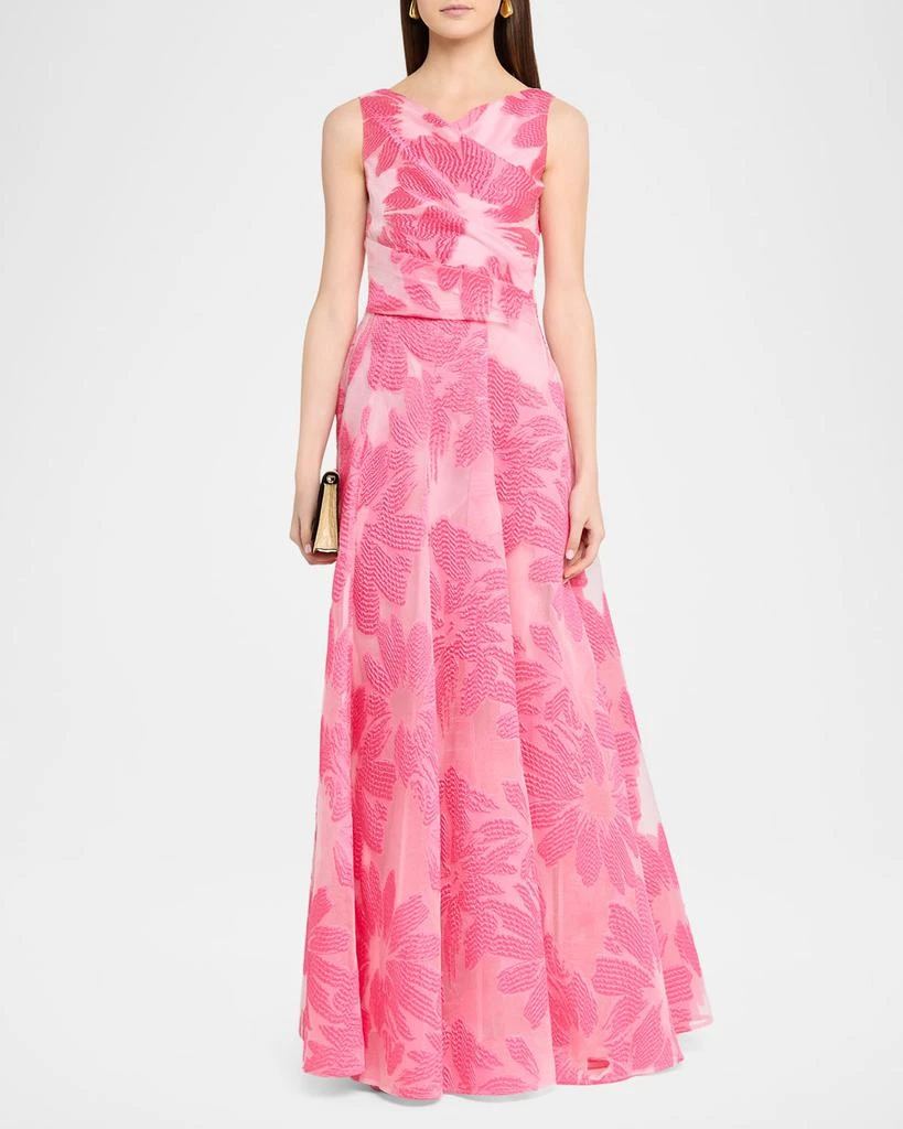 Talbot Runhof Floral Fil Coupe Sleeveless A-Line Evening Gown 2