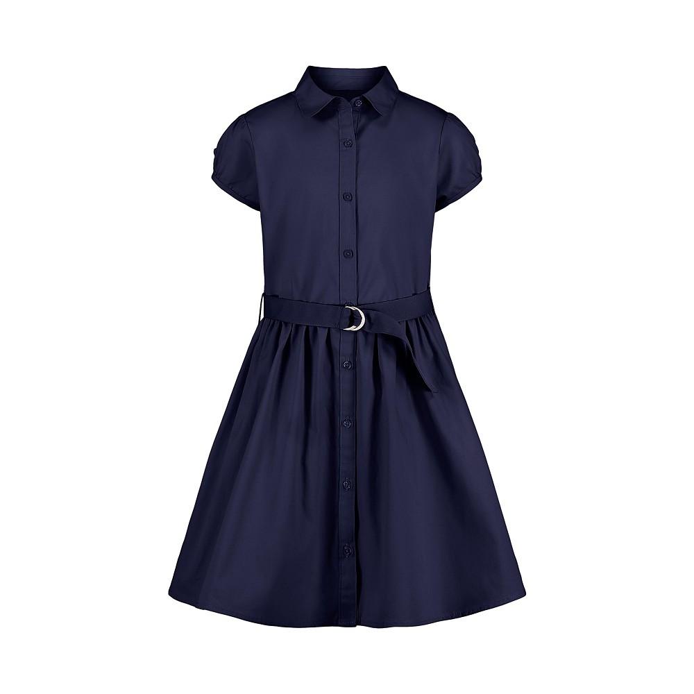 Nautica Plus Girls Uniform Belted Poplin Shirt Dress