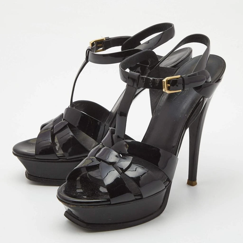 Yves Saint Laurent Saint Laurent Black Patent Tribute Ankle Sandals Size 37.5 2