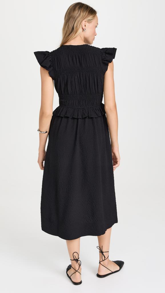 Sea Regina Seersucker Flutter Sleeve Dress