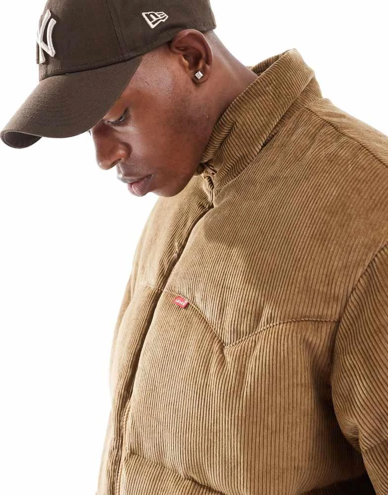 Levi's Levi's western super down cord puffer jacket in tan 4