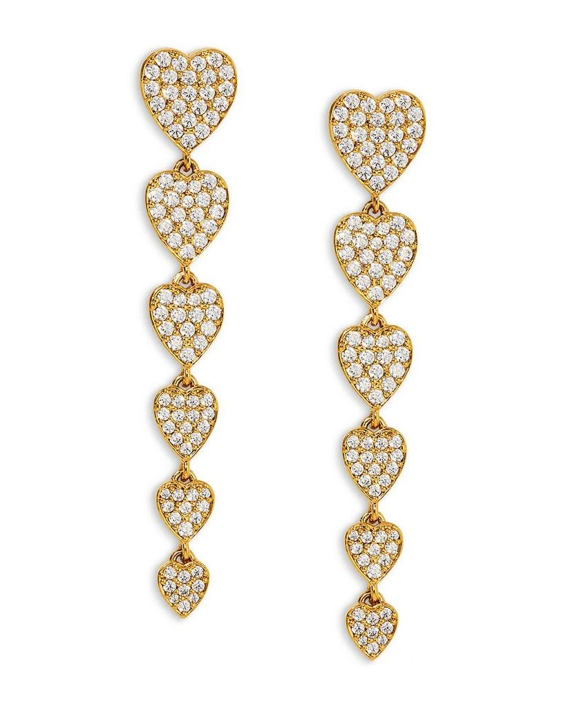 Nadri Real Love Pavé Heart Linear Drop Earrings in 18K Gold Plated 1