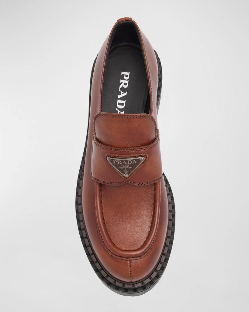 Prada Chocolate Calfskin Platform Loafers 7