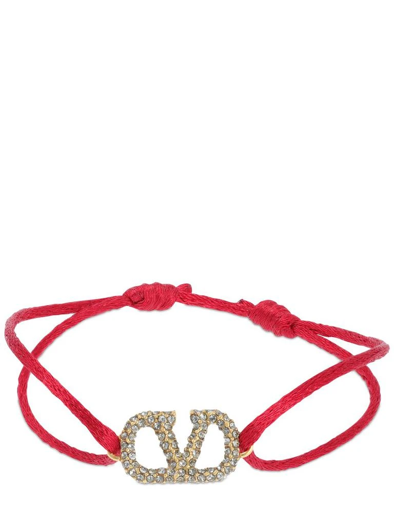 Valentino Crystal V Logo Slim Adjustable Bracelet 1