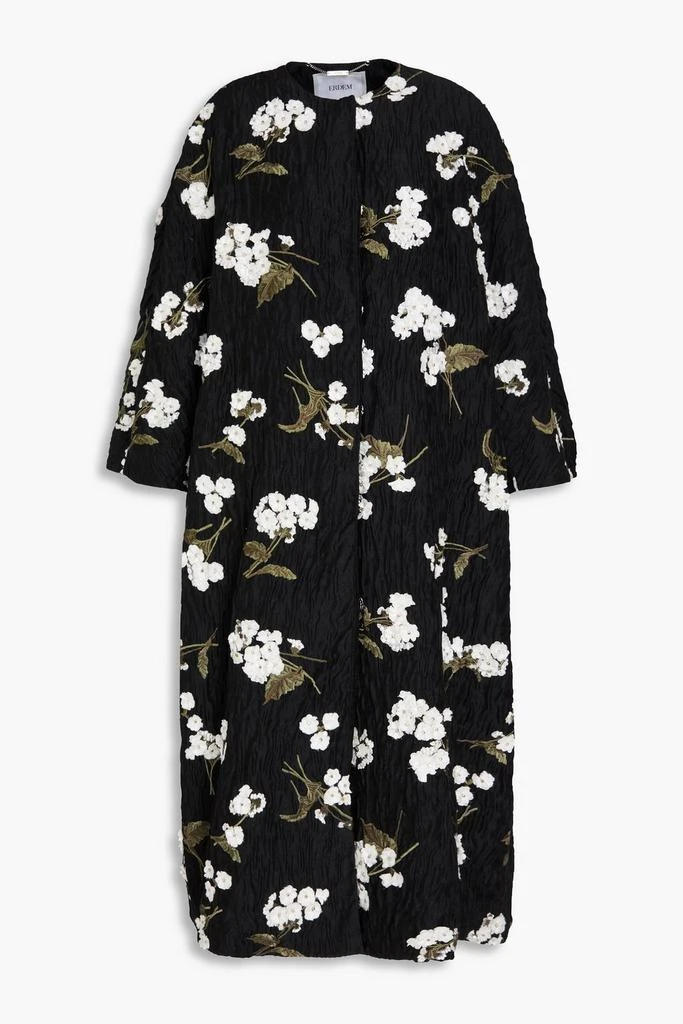Erdem Embroidered wool-blend cloqué coat