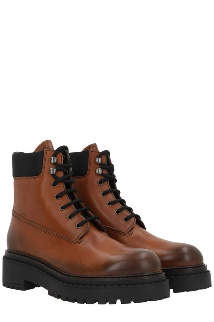 Prada Prada Logo-Debossed Lace-Up Ankle Boots 2