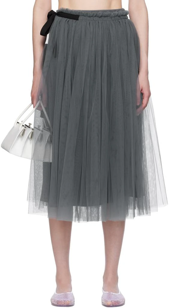 Molly Goddard Gray Lottie Midi Skirt 1
