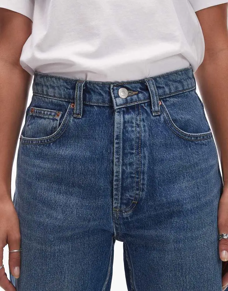 Topshop Topshop Kort high rise straight jean in vintage blue 5