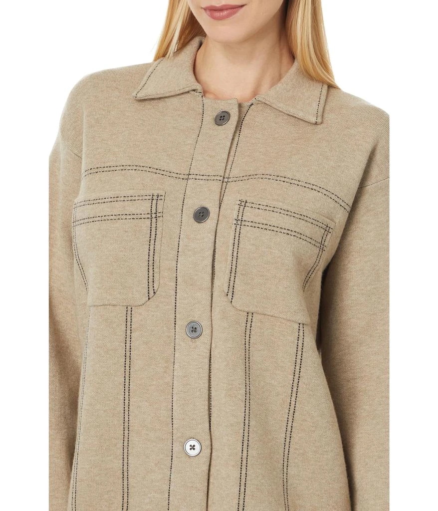 Elliott Lauren Bottom Line - Top Stitch Button Front Sweater with fringe and Stitch details 3