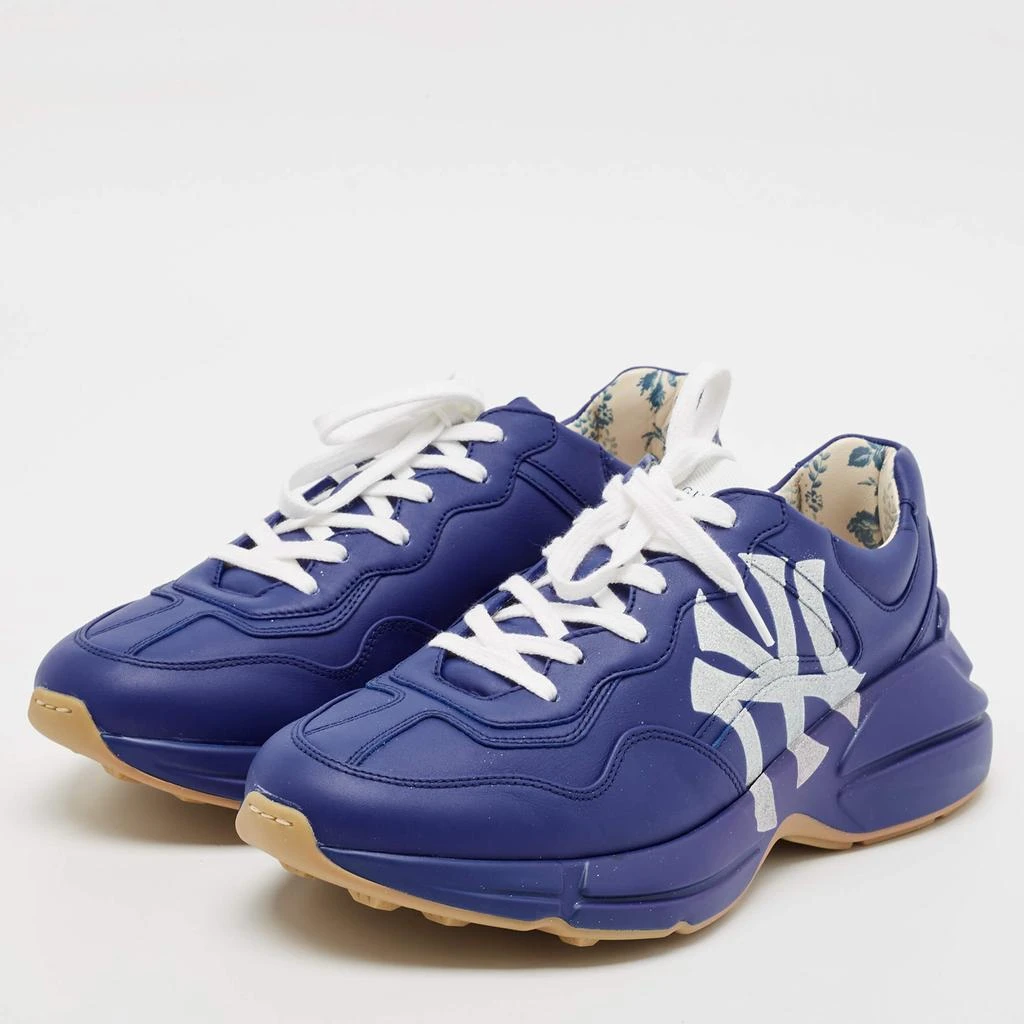 Gucci Gucci Blue Leather NY Yankees Rhyton Sneakers Size 41.5 2
