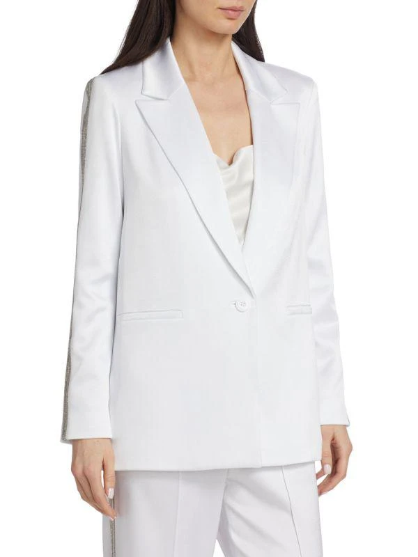 Alice + Olivia Denny Embellished Twill Single Button Blazer 3