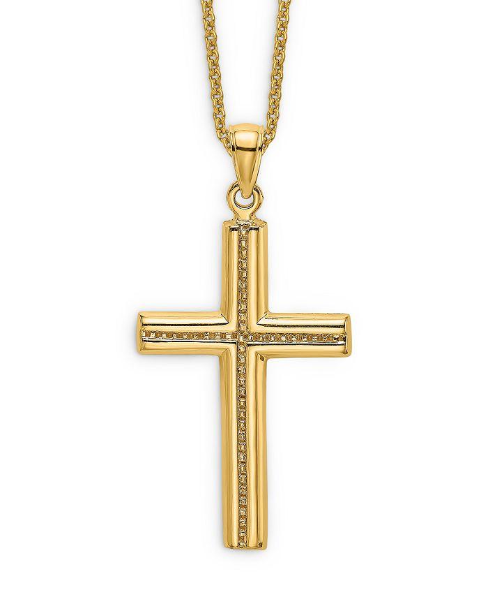 Bloomingdale's Men's Beaded Cross Pendant Necklace in 14K Yellow Gold, 20"