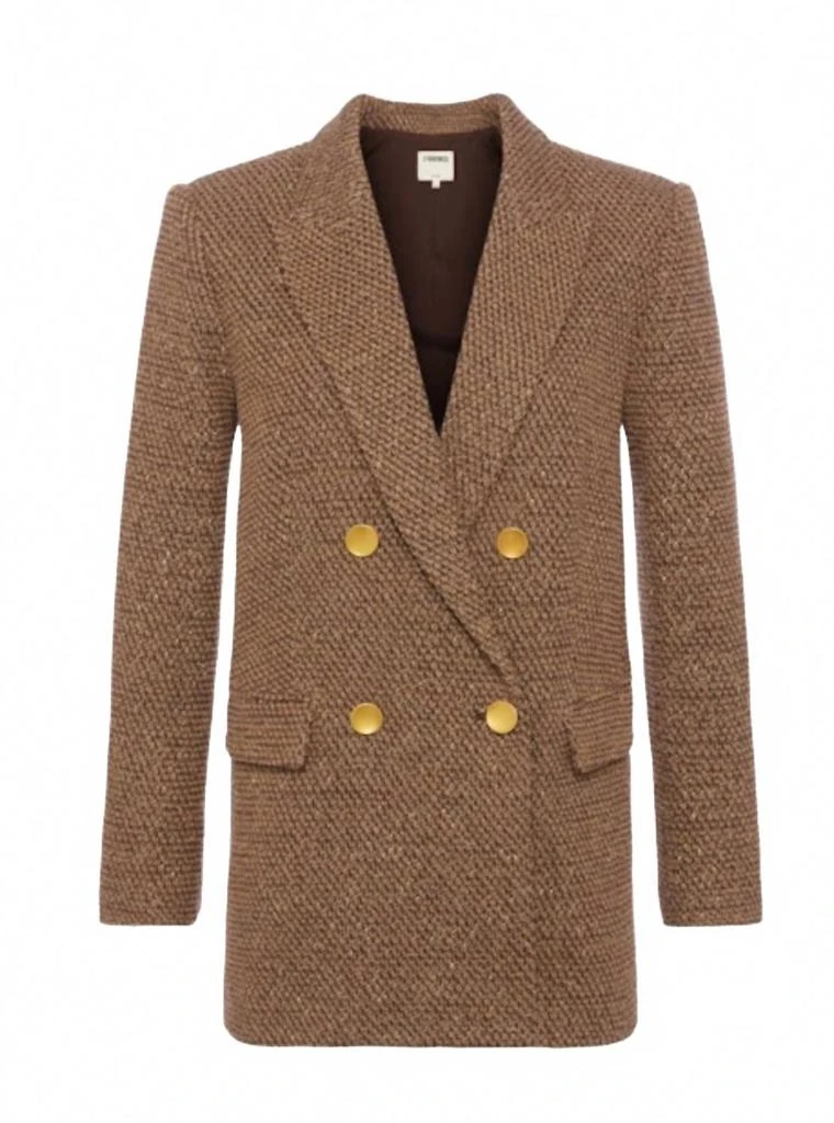 L
Agence Riva Knit Double Breasted Blazer In Hot Fudge/cinnamon Swirl 2