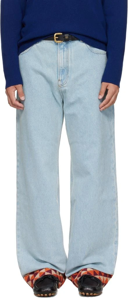 Valentino Blue Jacquard Hem Jeans 1