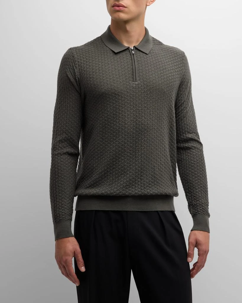 Emporio Armani Men's Textured Quarter-Zip Polo Sweater 4