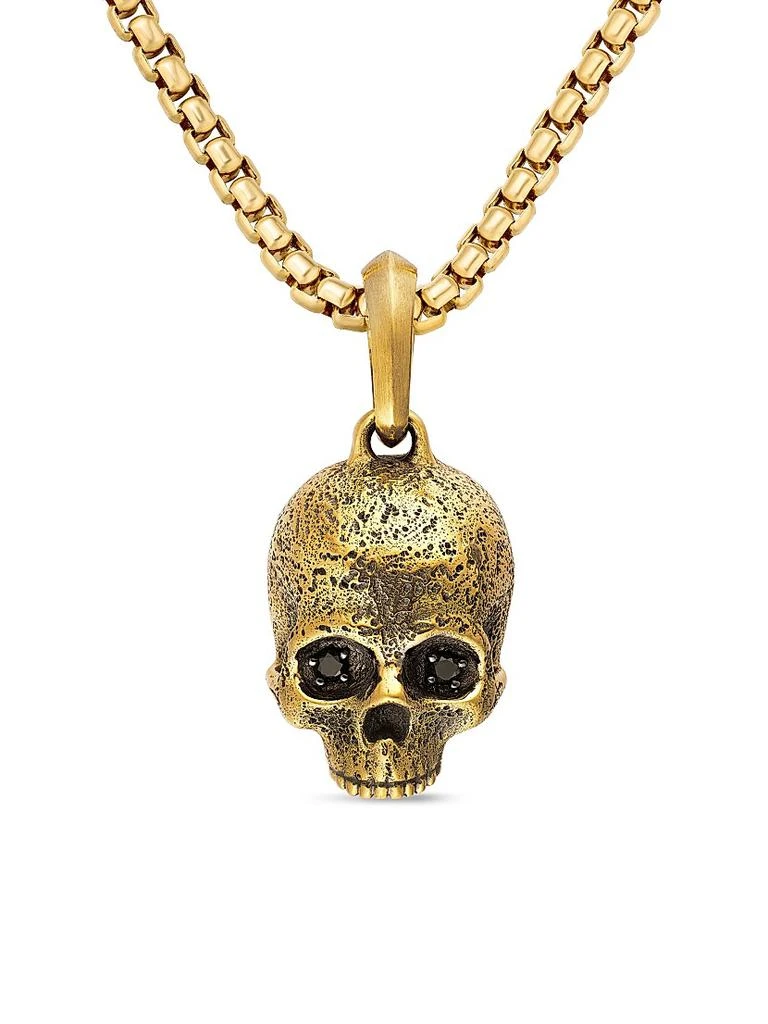 David Yurman Memento Mori Skull Amulet in 18K Yellow Gold with Pave Black Diamonds, 18MM 1
