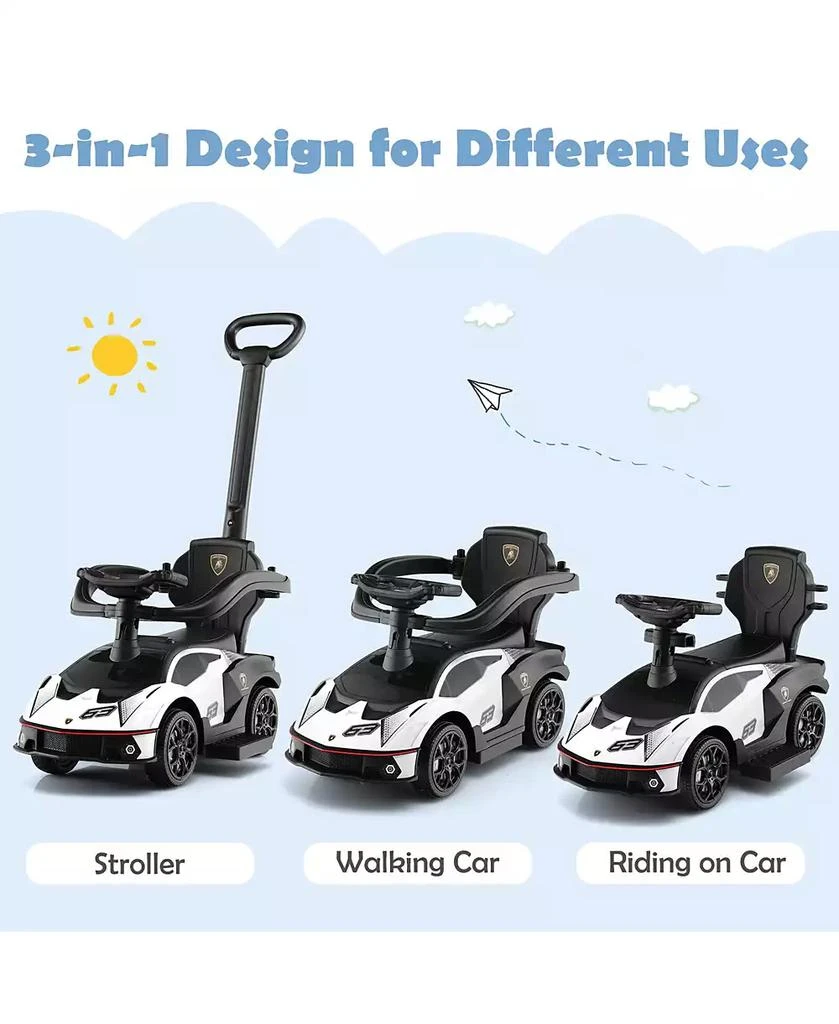 Gymax 3-in-1 Licensed Lamborghini Ride on Push Car Stroller Sliding Car w/ Sound 2