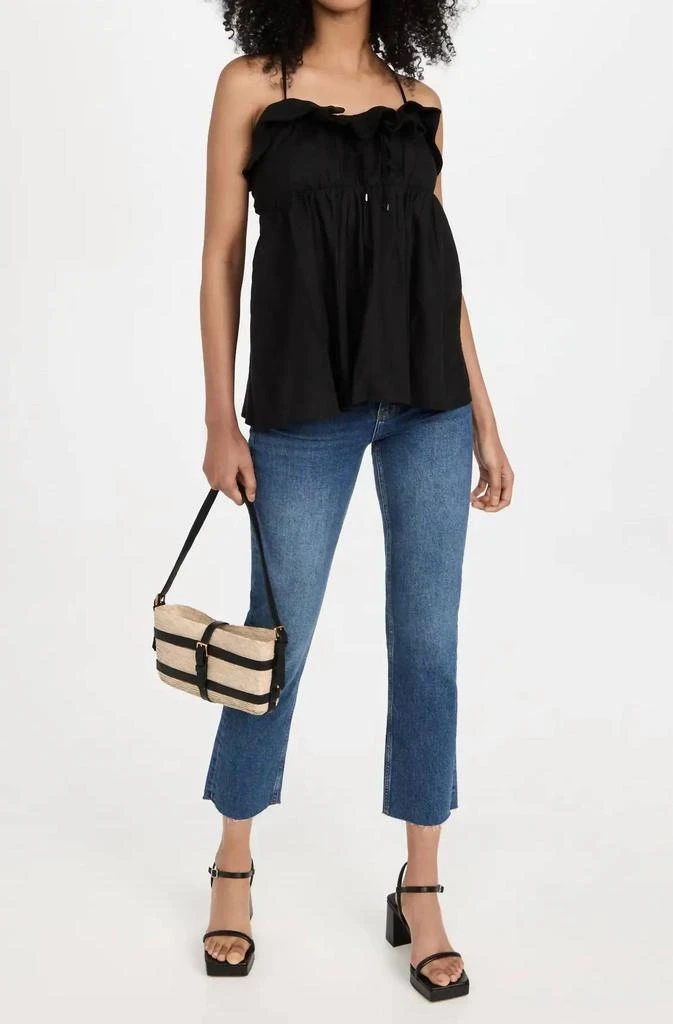 MARISSA WEBB Jayce Linen Laced Empire Top In Black 4