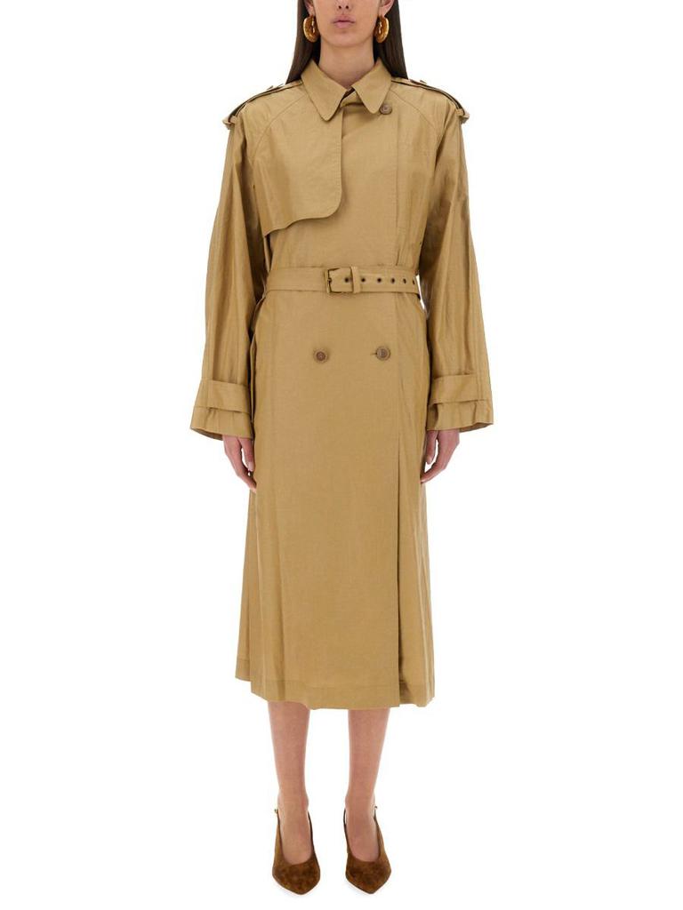 【送料&関税込】Isabel Marant Double-breasted Belted Trench ISABEL MARANT Freanne belted double-breasted linen-blend