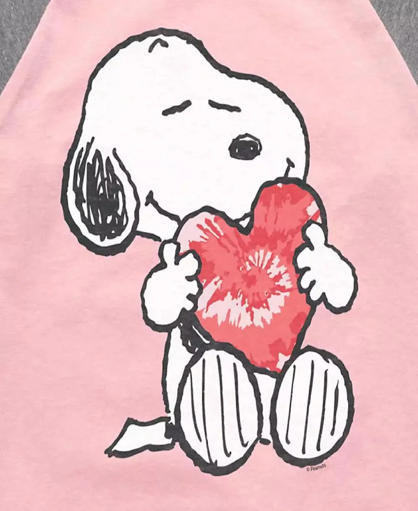 Peanuts Big Girls Snoopy Heart Graphic Raglan Top 3