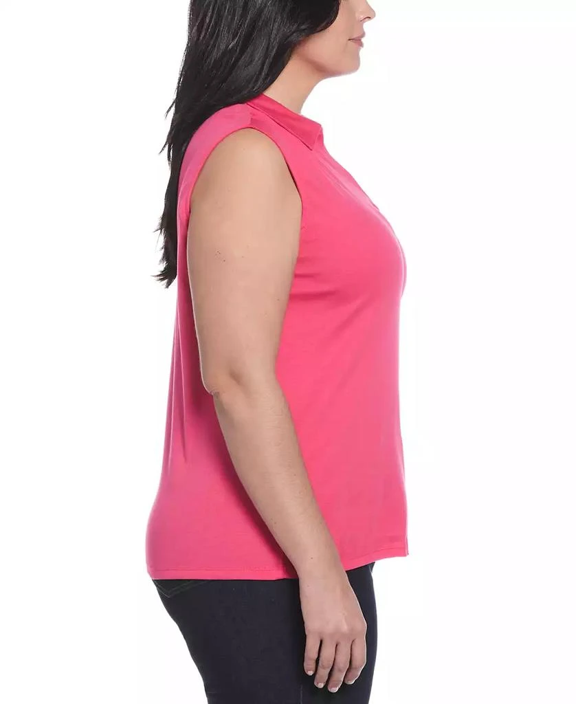 Rafaella Plus Size Ribbed V-Neck Sleeveless Polo T-Shirt 3