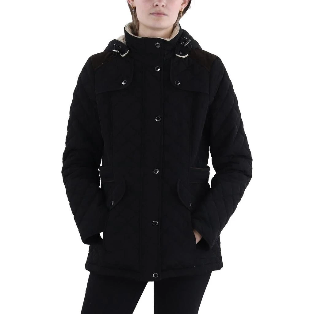 Laundry by Design Womens Faux Fur Hooded Quilted Coat 1