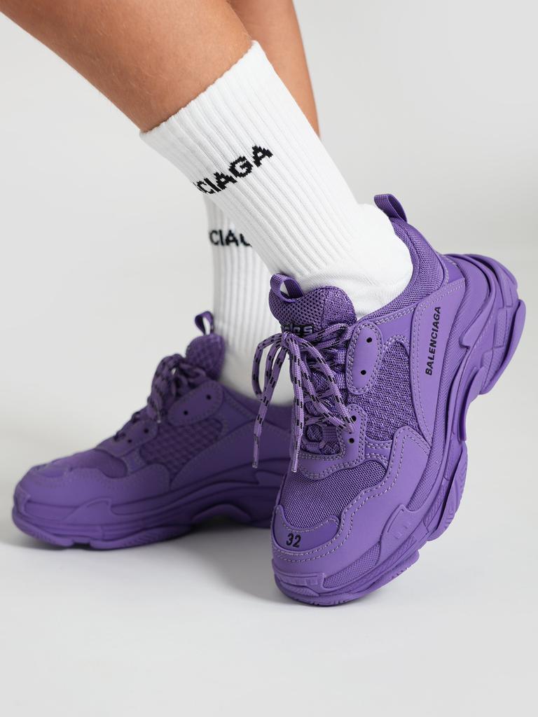 Shop Balenciaga Kids Triple S Trainers in Purple on Sale at