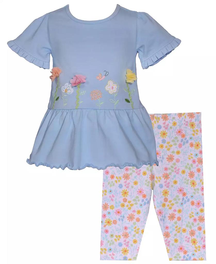 Bonnie Baby Baby Girls 2-Piece Floral Applique Outfit