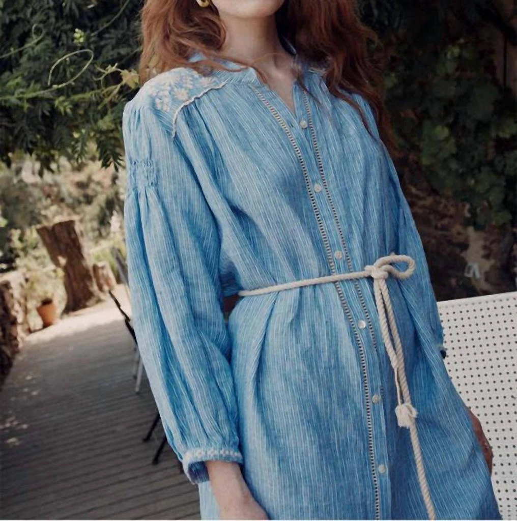 Louise Misha Nilou Dress In Blue Stripes 1