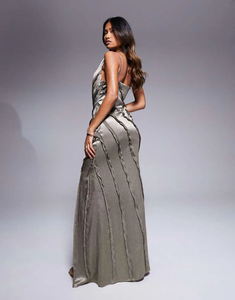 ASOS ASOS DESIGN cowl panelled satin maxi dress in mink 2