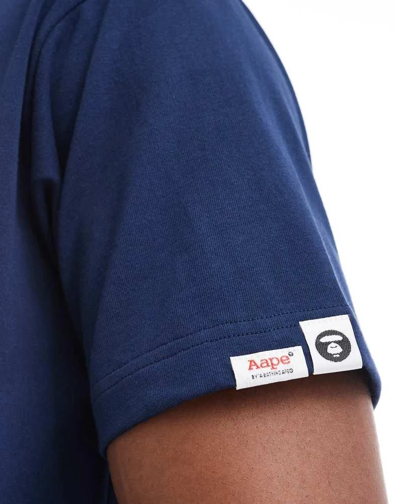 AAPE Aape by A Bathing Ape embossed logo t-shirt in navy 3