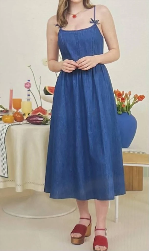 Blu Pepper Blu Pepper - Bow Strap Denim Dress 1