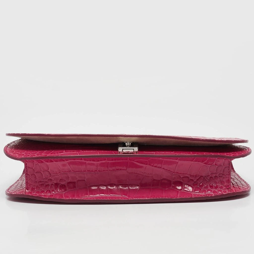 Michael Kors Michael Kors Fuchsia Croc Embossed Leather Christie Envelope Shoulder Bag 7
