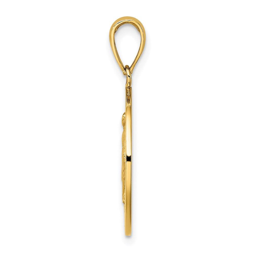 Diamond2Deal 14k Yellow Gold Polished and Satin Miraculous Medal Round Charm Pendant