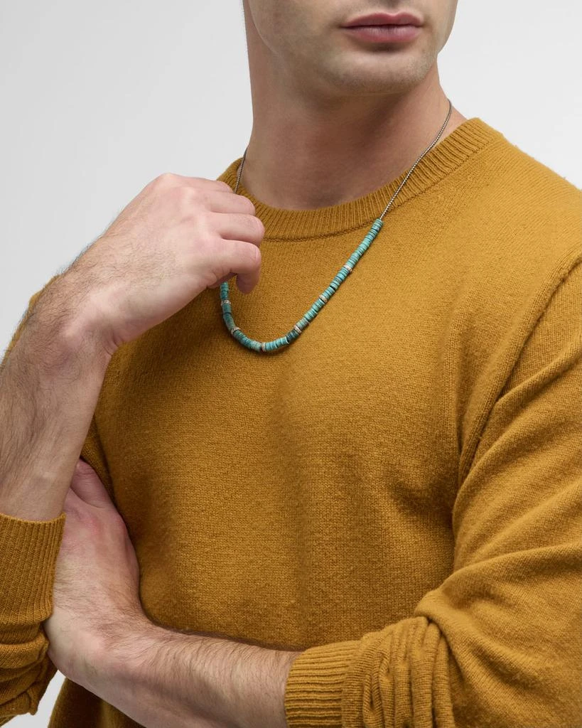 Armenta Men's Artifact Teal Patina Cylinder Beaded Necklace with Diamonds 5