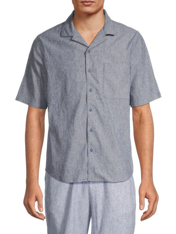 Onia Vacation Striped Linen Blend Camp Shirt 1
