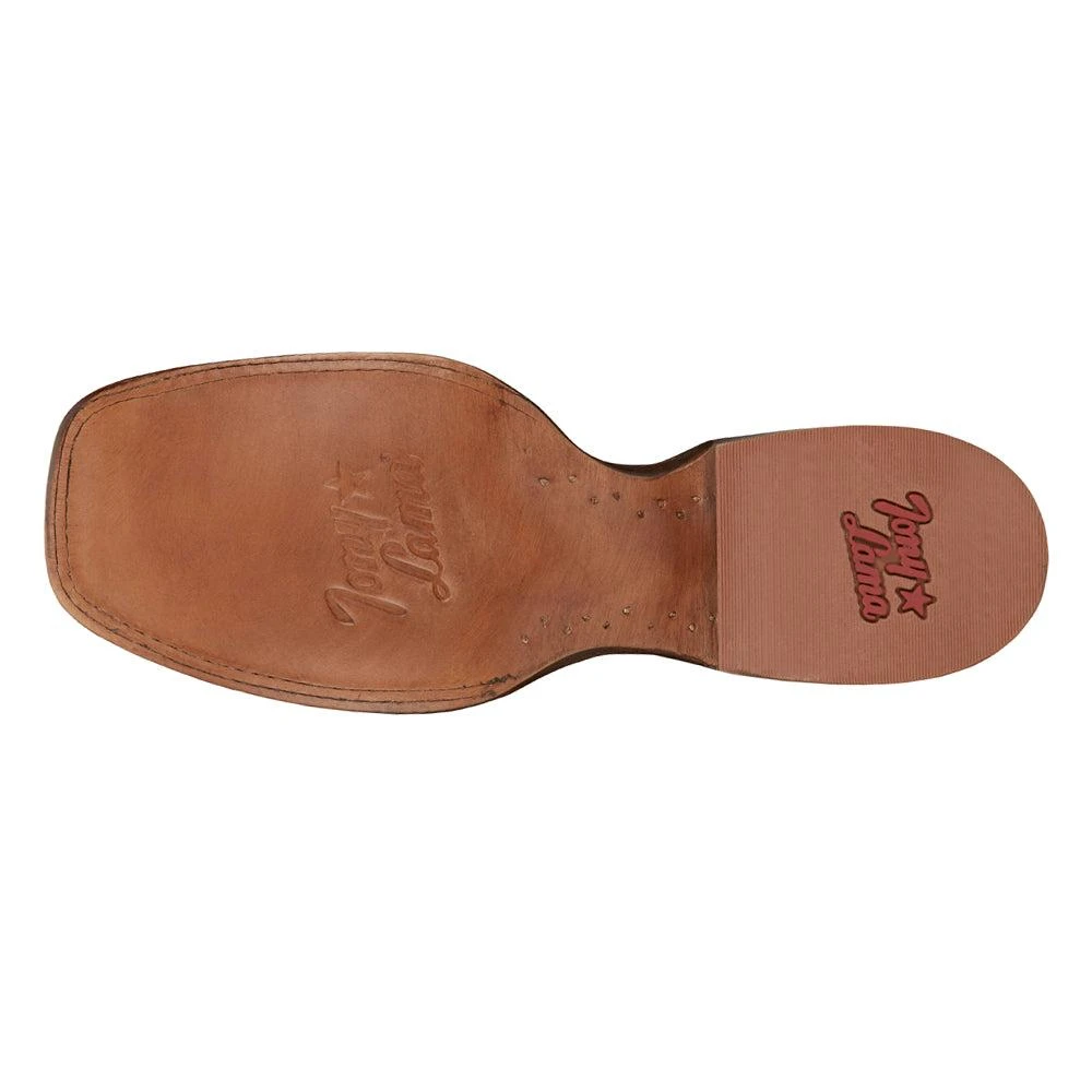 Tony Lama Luciano Embroidered Wide Square Toe Pull On Cowboy Boots 5