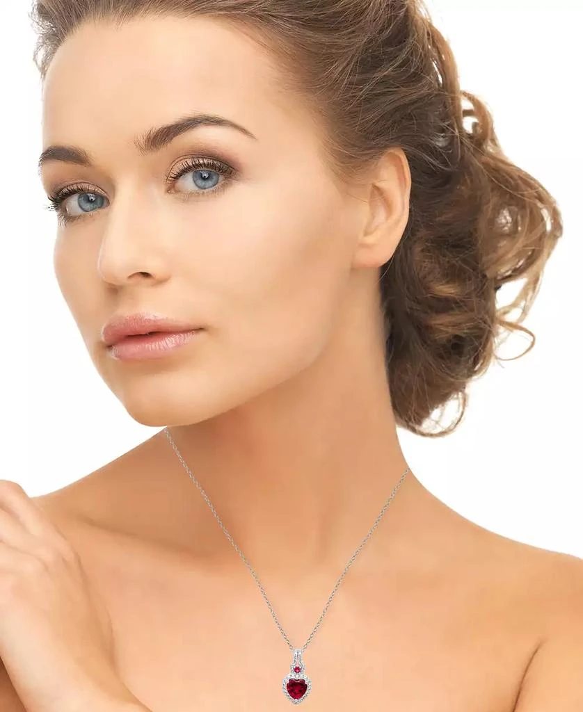 Macy
s Lab Ruby (2.39 ct. t.w.) 
Lab Grown White Sapphire (0.37 ct. t.w.) Heart Necklace in Sterling Silver 3
