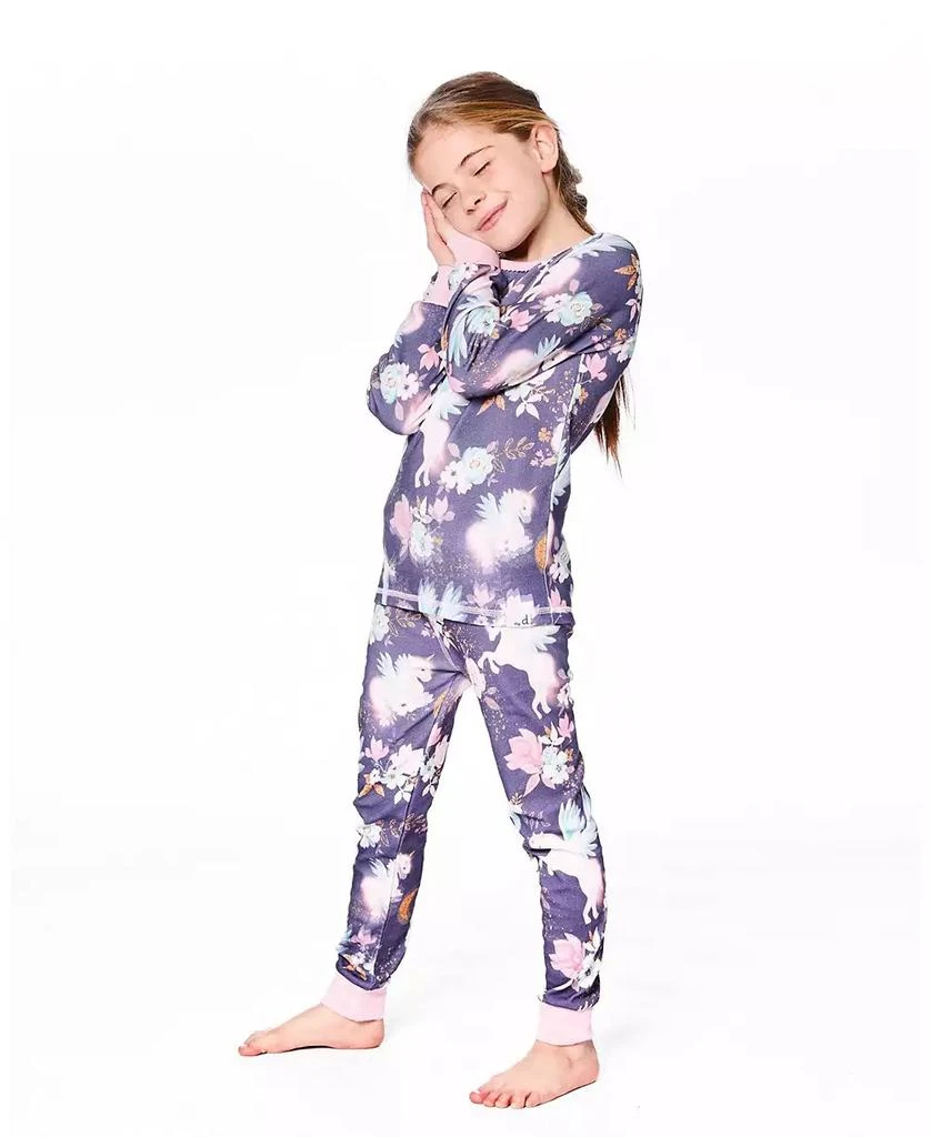 Deux par Deux Girl Cotton Two-Piece Pajamas Watercolor Unicorns - Child 4