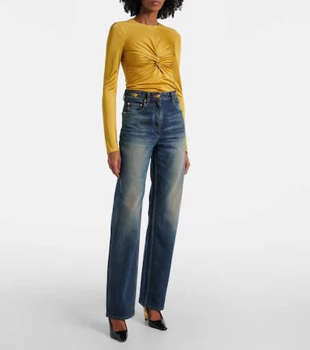Versace Distressed high-rise wide-leg jeans 7