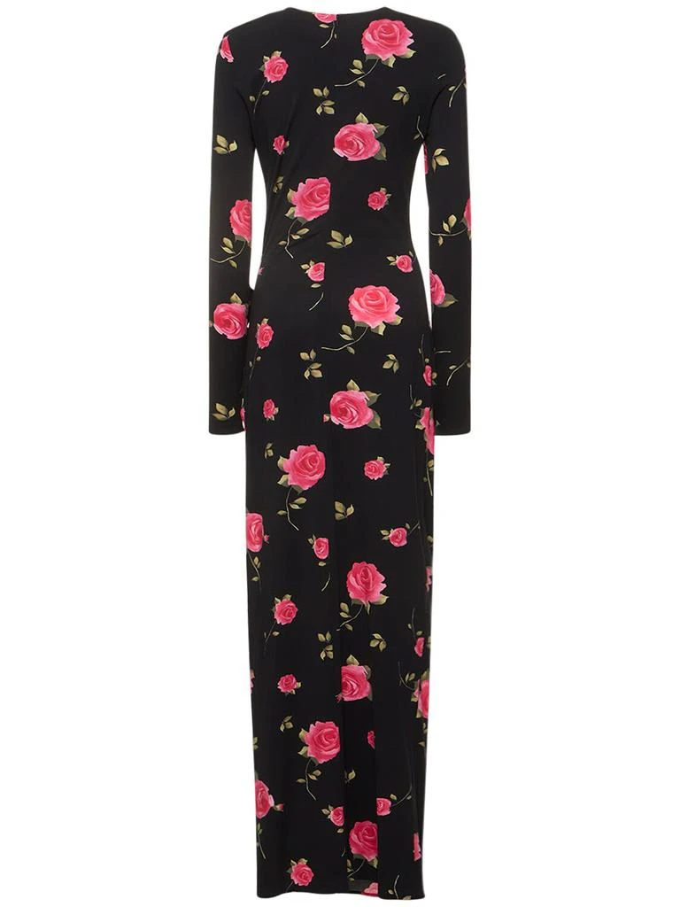 MAGDA BUTRYM Rose Printed Draped Jersey Long Dress 4