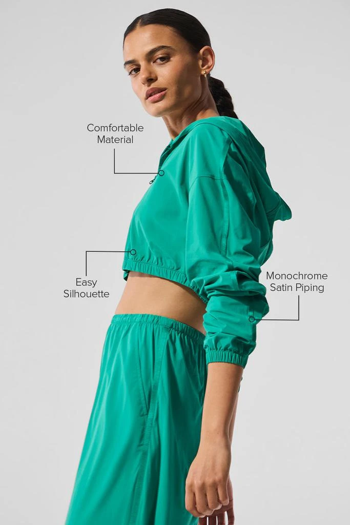 Alo Cropped Breezy Full-Zip Hoodie - Spruce Green 2