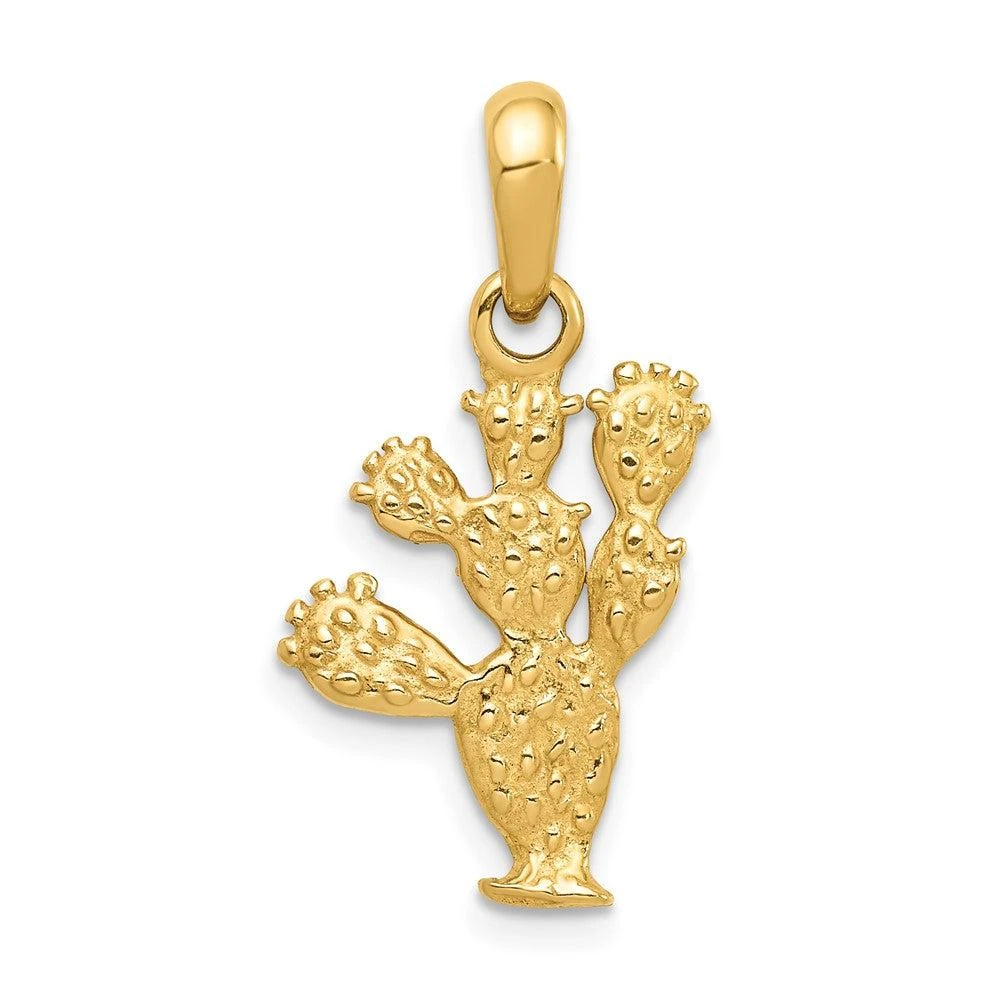 Diamond2Deal 10k Yellow Gold 3-D Cactus Pendant 4