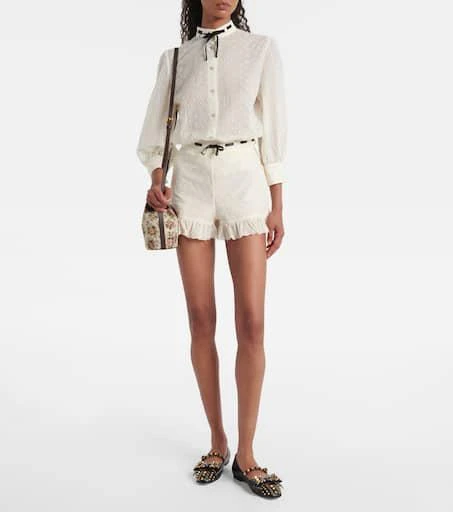 Valentino Floral ruffled cotton shorts 2