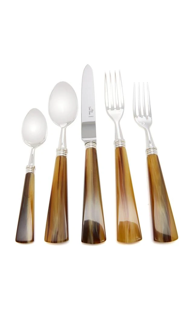 Alain Saint-Joanis Alain Saint-Joanis - Tonia Silver-Plated Horn Silverware Set - Brown - Moda Operandi