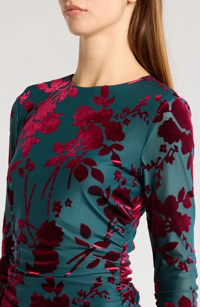 Sam Edelman Floral Burnout Velvet Long Sleeve Midi Dress 4